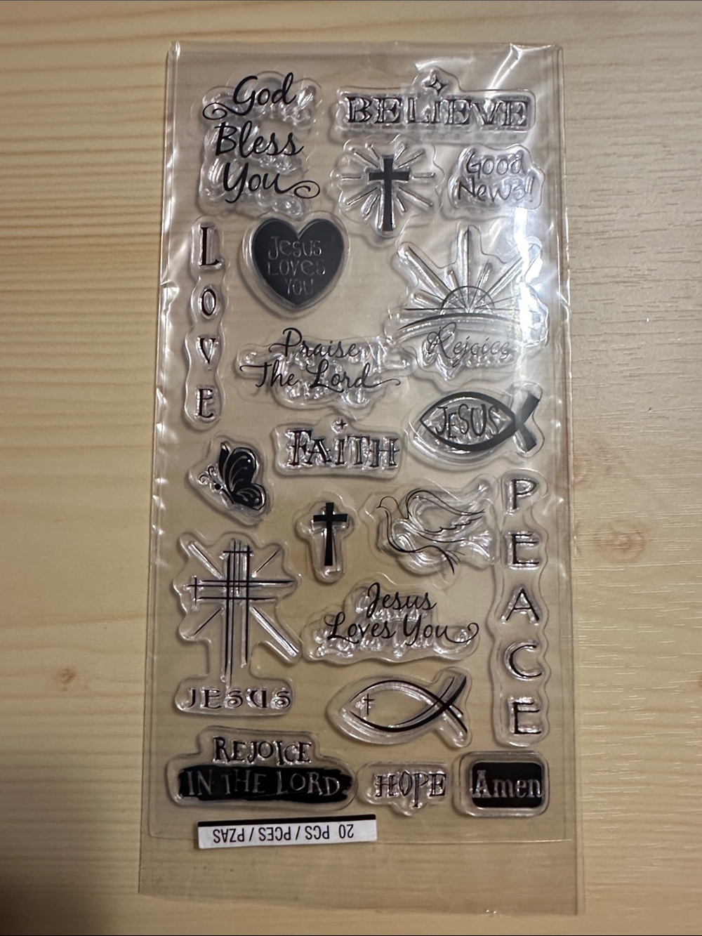 Clear Christian Sentiment Stamp Set - Faith & Peace